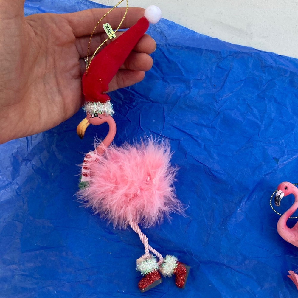 Pink Flamingo Christmas Ornaments - Picture 2 of 4